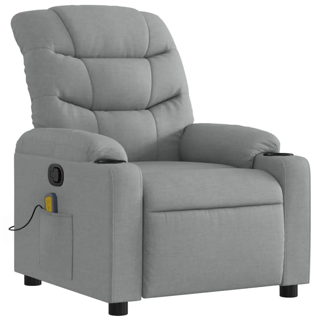 Recliner Chair Fabric Light Grey Manual Adjustable Armchair with Vibration Massage Function