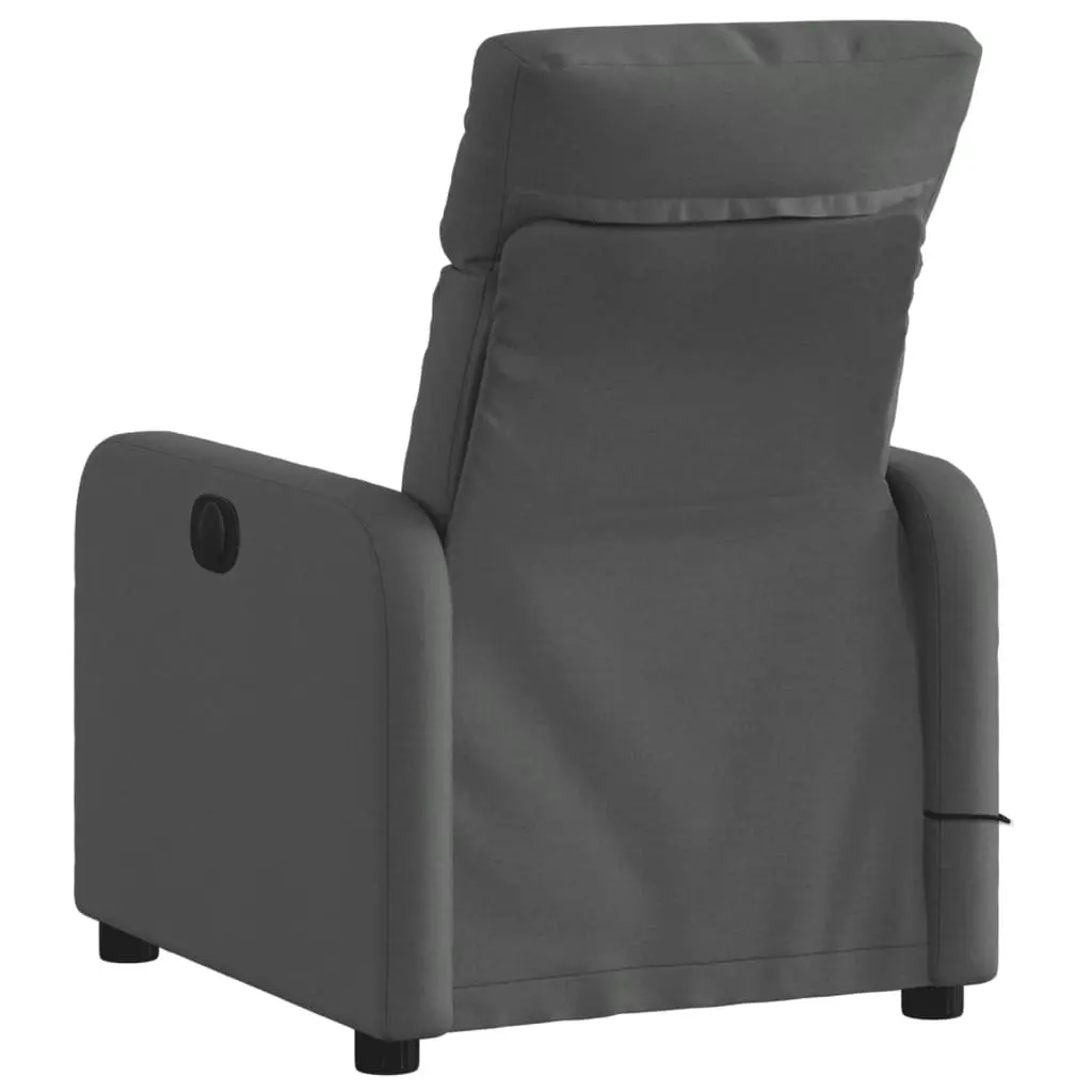 Recliner Chair Fabric Dark Grey Manual Recline 6 Vibration Massage Points