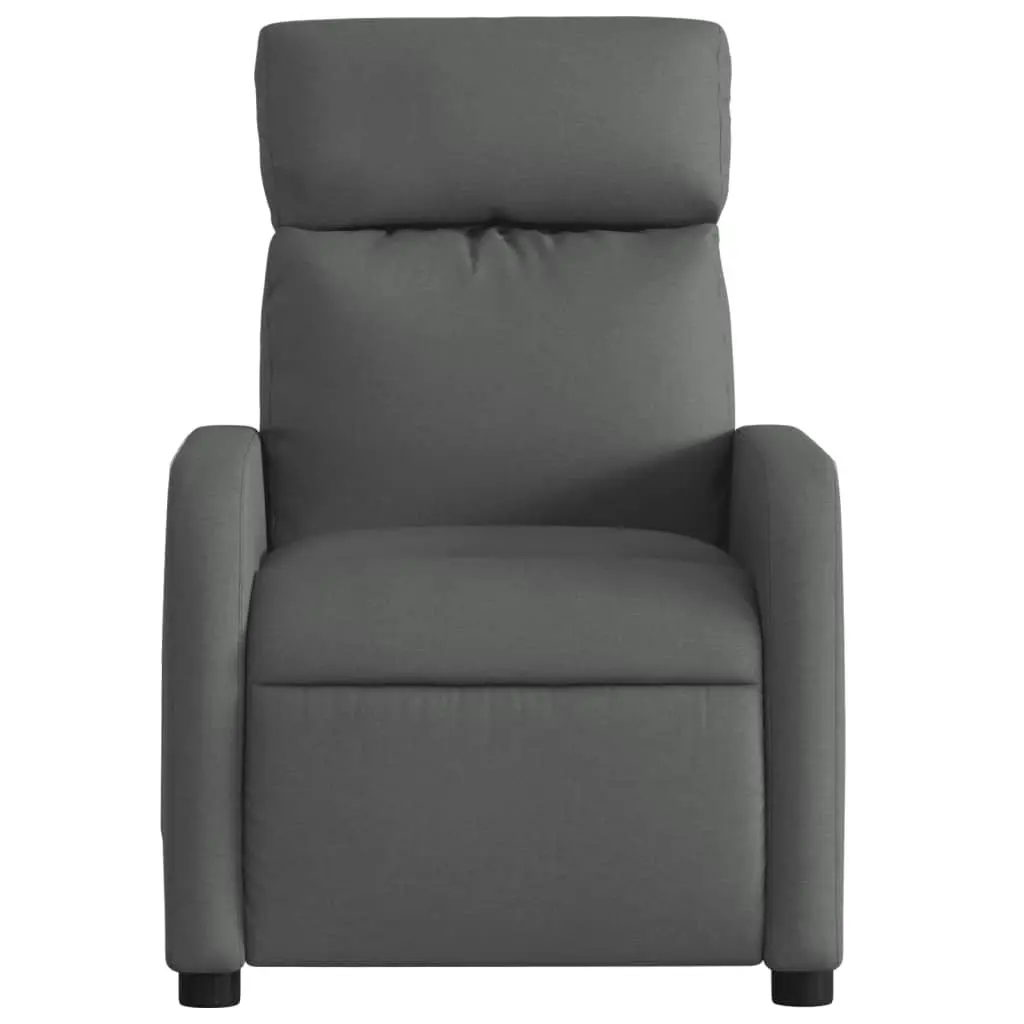 Recliner Chair Fabric Dark Grey Manual Recline 6 Vibration Massage Points
