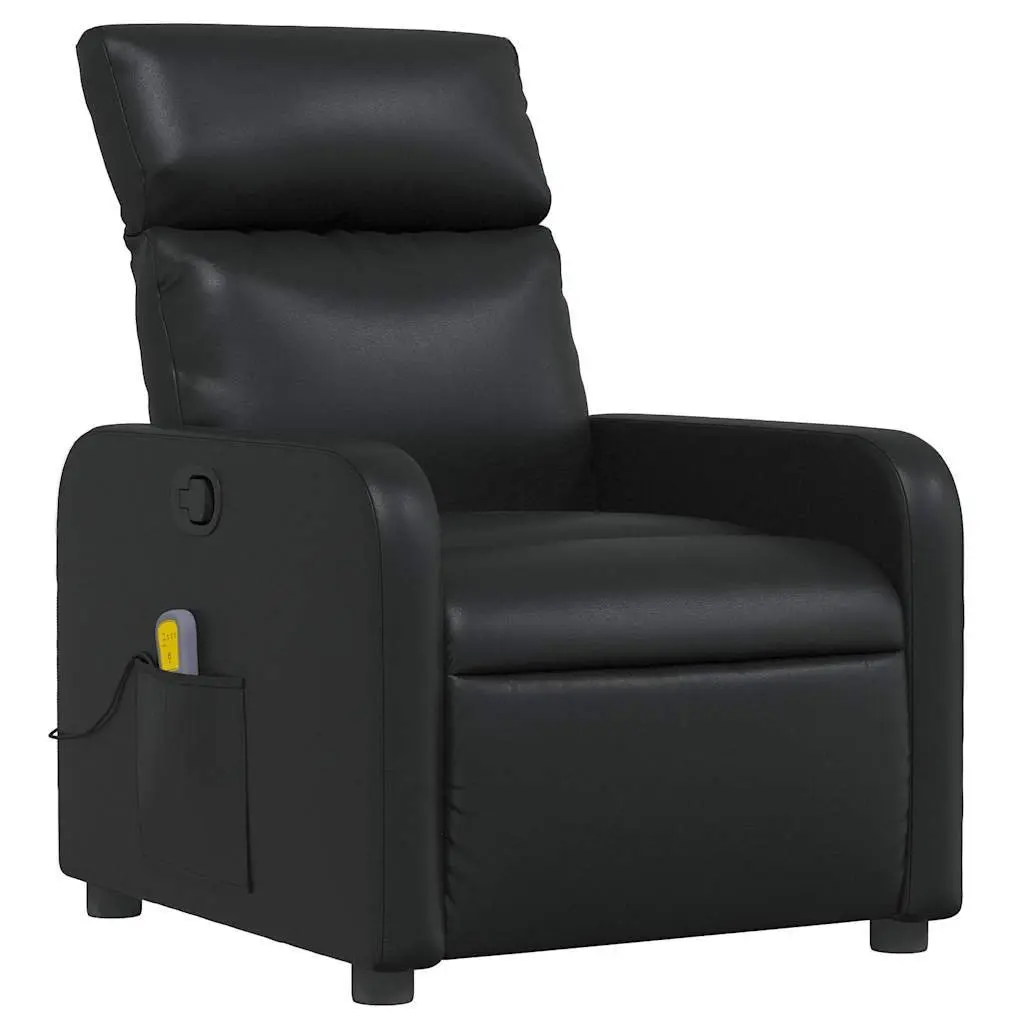 Massage Recliner Chair Faux Leather Manual Reclining Black