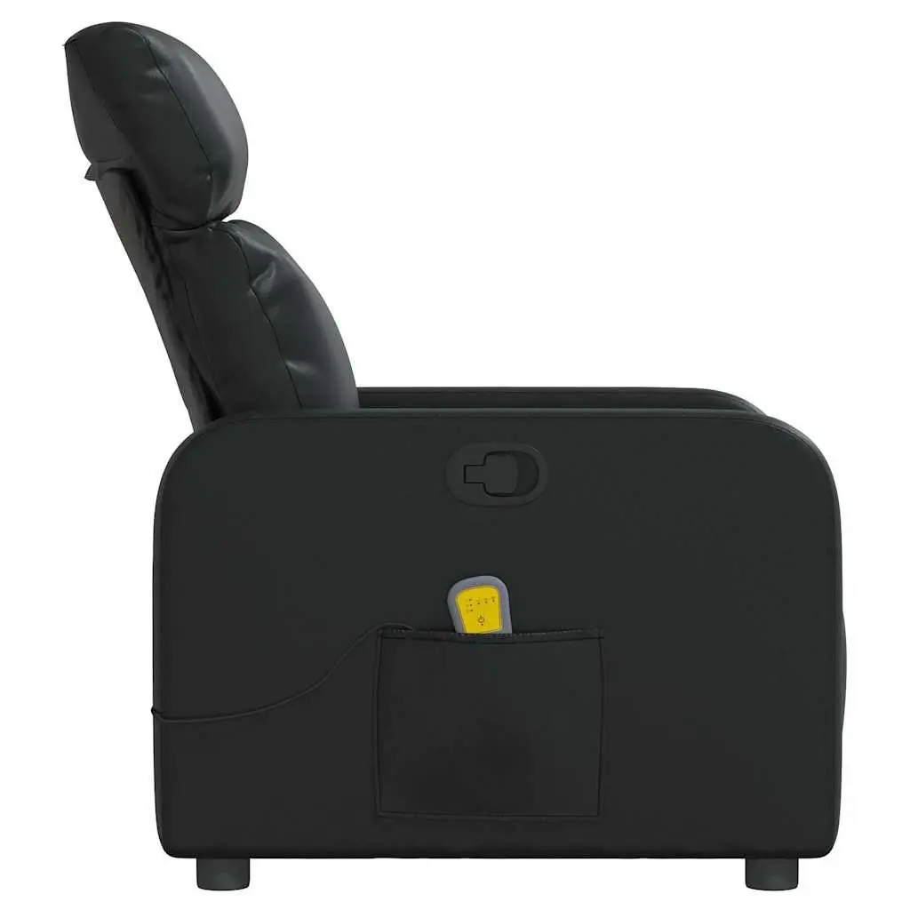 Massage Recliner Chair Faux Leather Manual Reclining Black