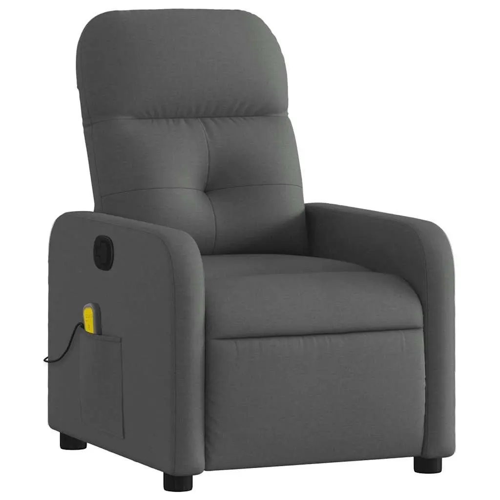 Massage Recliner Chair Grey Fabric Manual Recline Vibration 6 Points Armchair