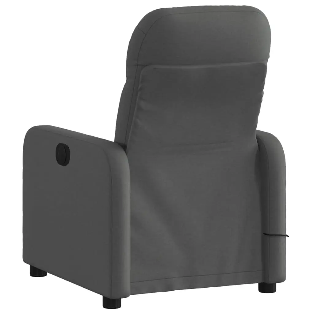 Massage Recliner Chair Grey Fabric Manual Recline Vibration 6 Points Armchair