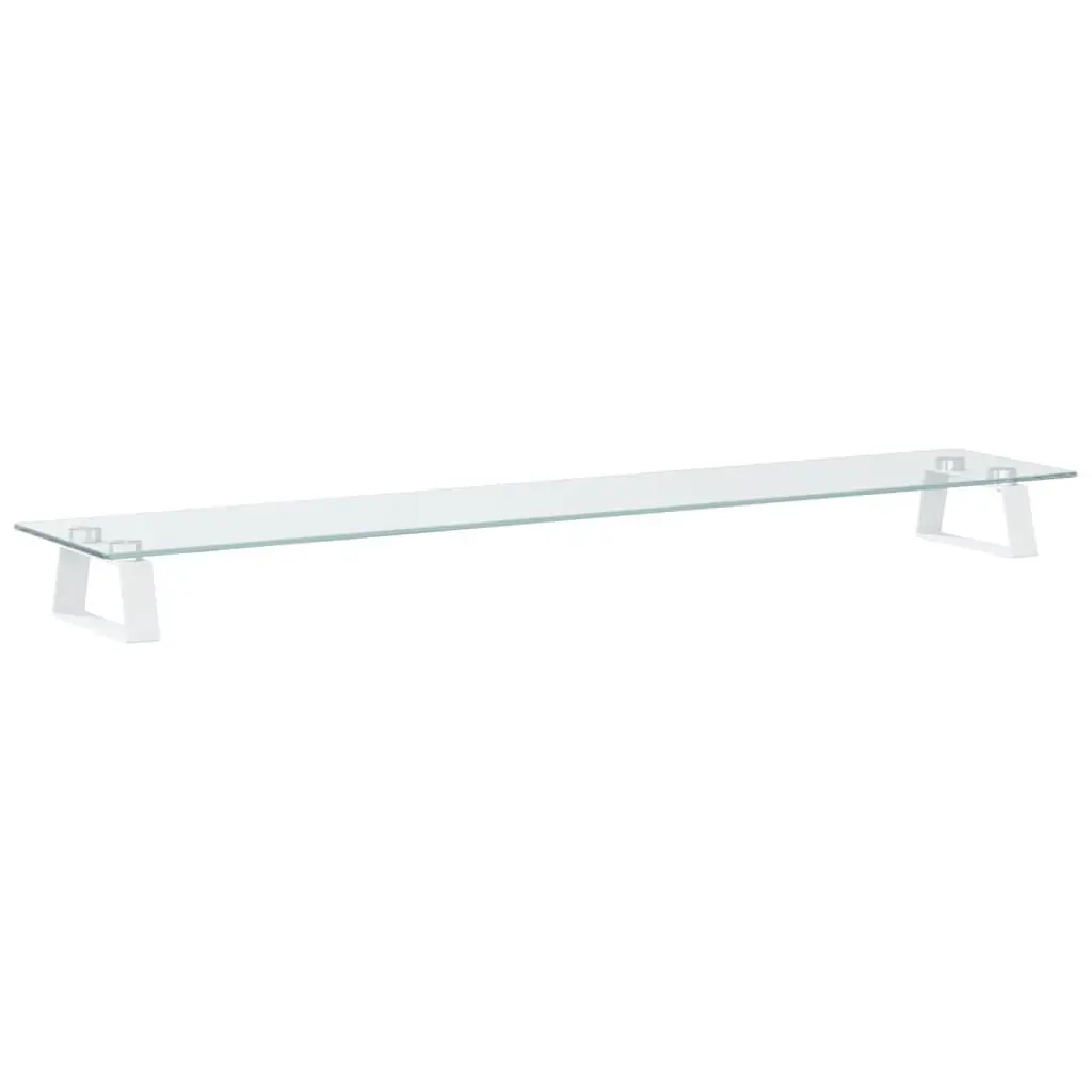 Monitor Stand Tempered Glass Metal 100 x 20 x 8 cm White