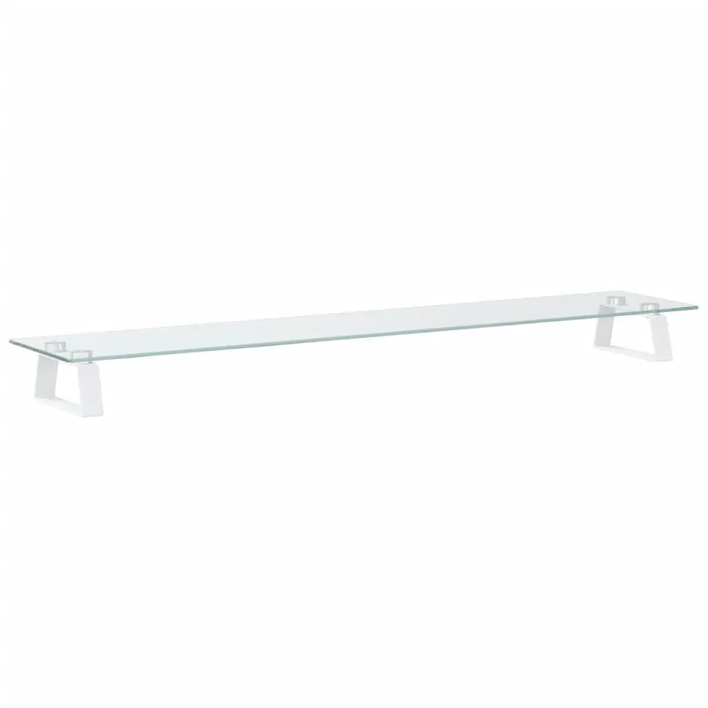 Monitor Stand Tempered Glass Metal 100 x 20 x 8 cm White