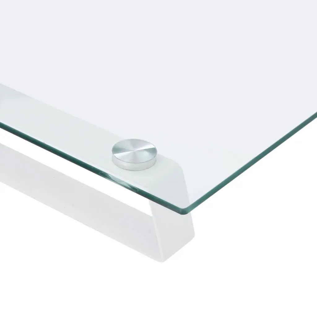 Monitor Stand Tempered Glass Metal 100 x 20 x 8 cm White