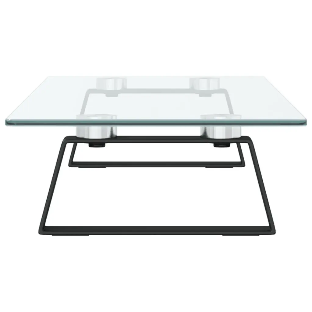 Black Monitor Stand Tempered Glass Metal 60x20x8 cm Ergonomic Riser for Desk