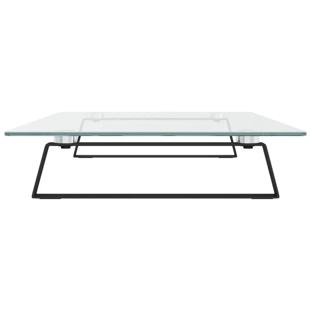 Monitor Stand Black Tempered Glass Metal Computer Desk Riser Organiser Storage