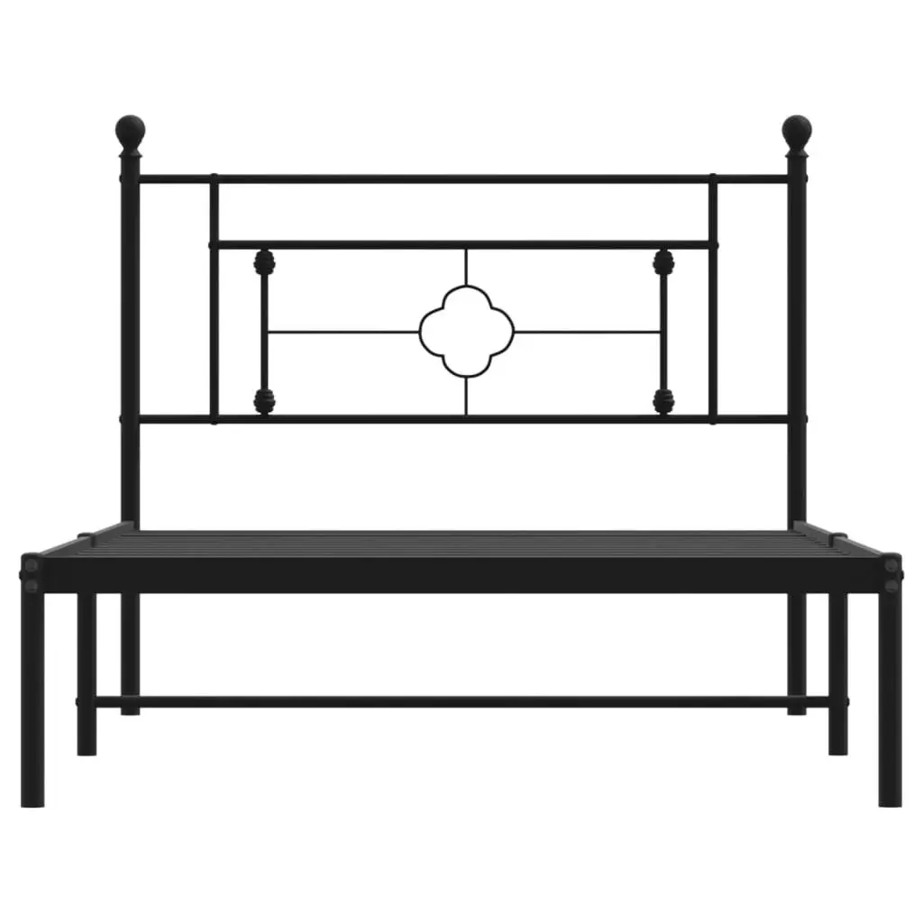 Metal Bed Frame King Single 107x203cm Black Bedroom Furniture Headboard Steel