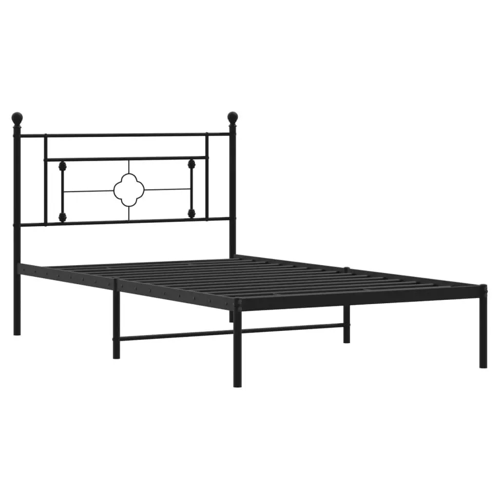 Metal Bed Frame King Single 107x203cm Black Bedroom Furniture Headboard Steel