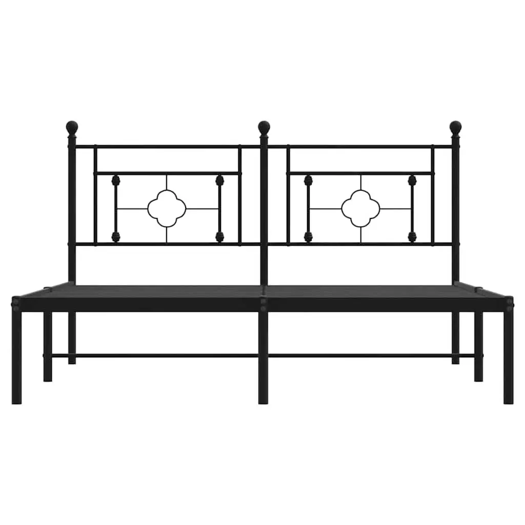 Metal Bed Frame 150x200 cm with Headboard Black Steel Bedroom Furniture