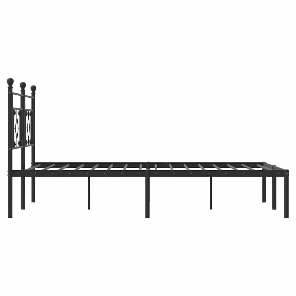 Metal Bed Frame 150x200 cm with Headboard Black Steel Bedroom Furniture