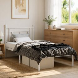 Practical Metal Bed Frame with Headboard for Easy Living 90x190 cm