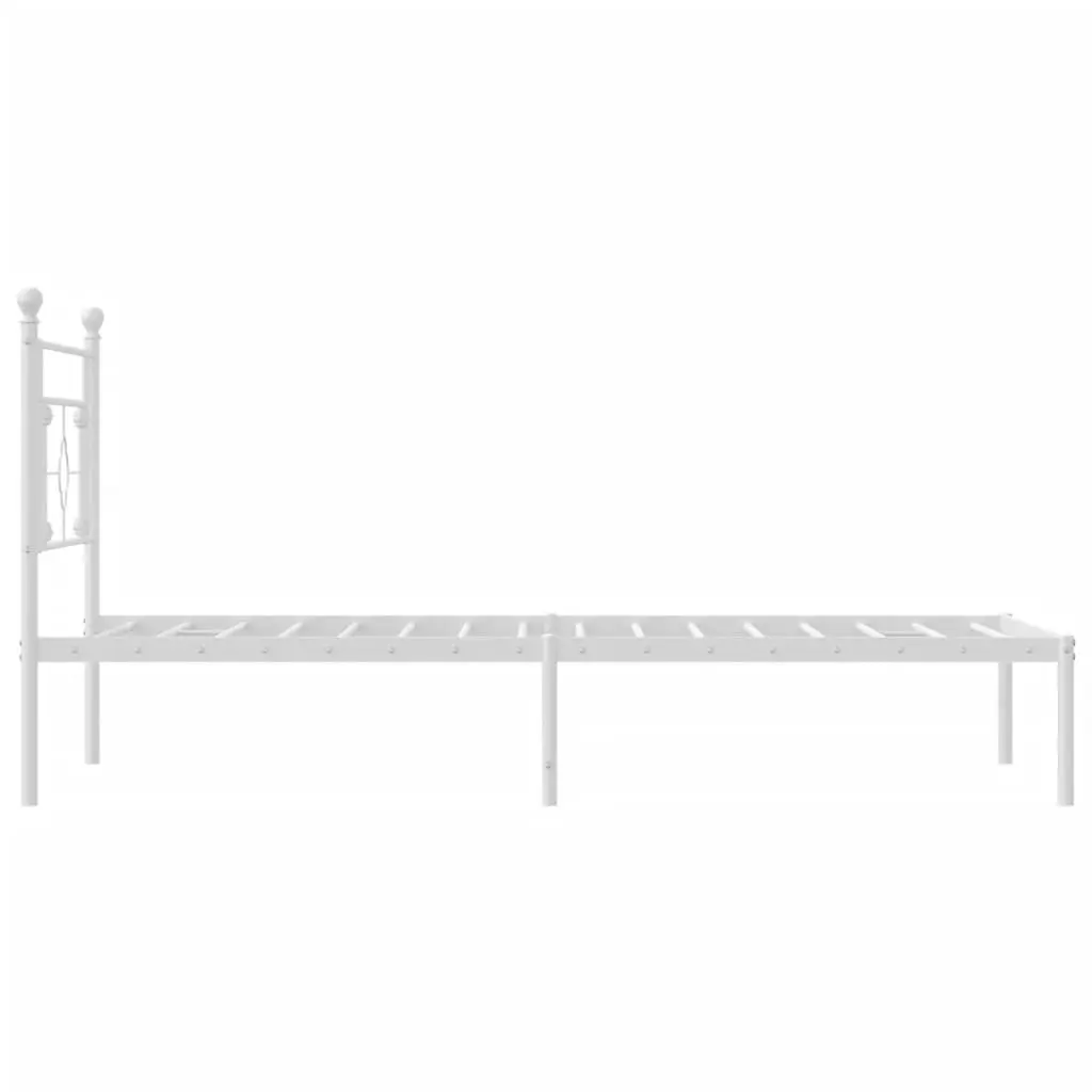 Metal Bed Frame Steel White 107x203cm King Single with Headboard and Under-Bed Storage