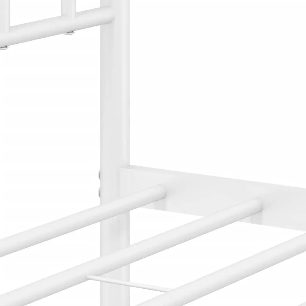 Metal Bed Frame Steel White 107x203cm King Single with Headboard and Under-Bed Storage