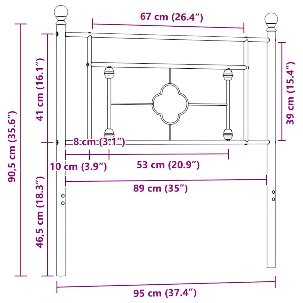 Metal Headboard White 90cm Bed Frame Header Bedroom Furniture Stylish Support