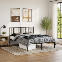 Functional Metal Bed Frame 150x200 cm with Headboard