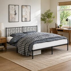 Practical Metal Bed Frame with Headboard - King Size