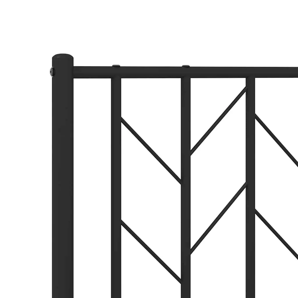 Metal Bed Frame 150x200 cm Black Footboard Bedroom Furniture Steel Slats Support