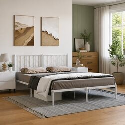 Functional Metal Bed Frame 150x200 cm with Storage Options