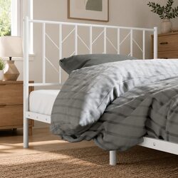 Practical White Metal Headboard for Daily Use