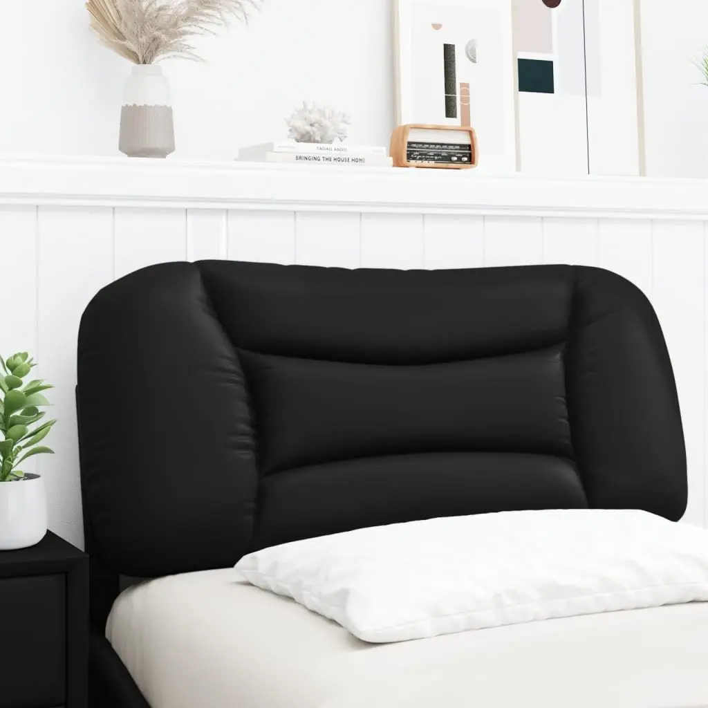 Upholstered Bed Pillow Faux Leather Black 90cm Wall Mounted Headboard Cushion
