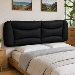 Headboard Cushion Black 180cm Faux Leather Bed Wall Mount Pillow Upholstered