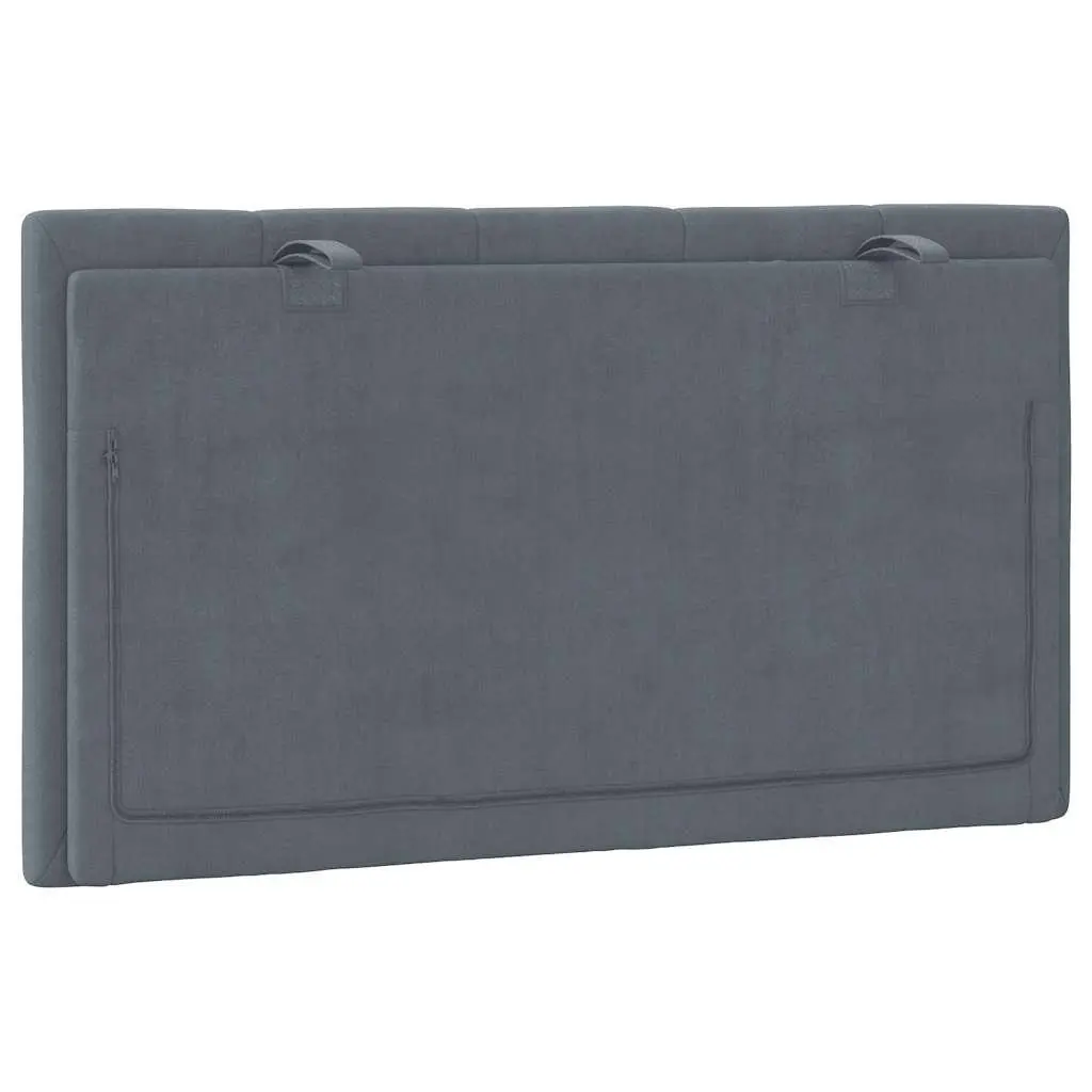 Velvet Headboard Cushion 90cm Grey Upholstered Wall Mount Bed Pillow