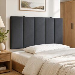 Practical 107cm Grey Velvet Headboard Cushion for Relaxation
