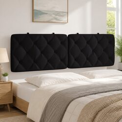 Queen Headboard Cushion 152cm Black Velvet Upholstered Bedroom Wall Mount