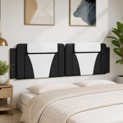 Headboard Cushion 180cm Black White Faux Leather Bed Pillow Wall Mount Foam