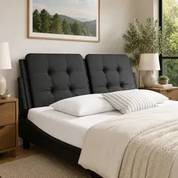 Black Faux Leather Headboard Cushion 137cm