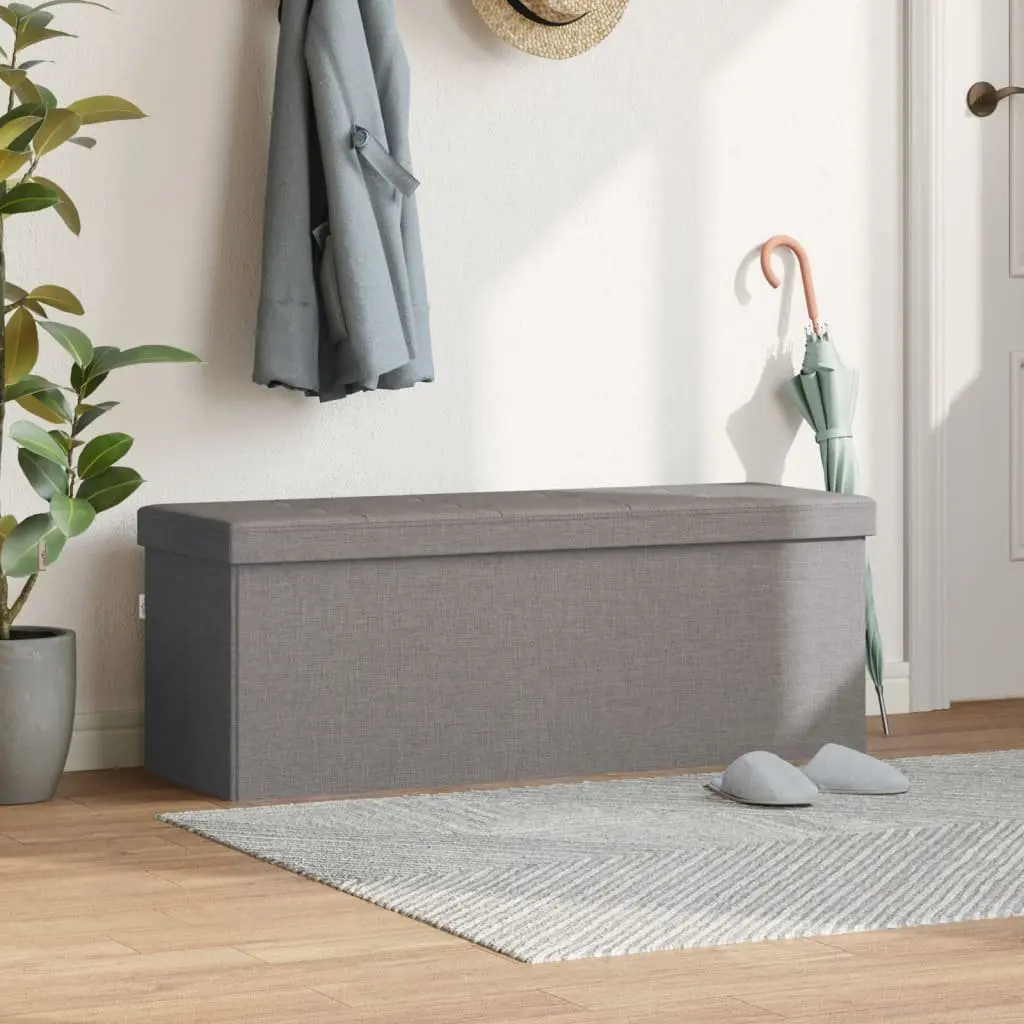 Foldable Storage Bench Grey Upholstered Seat Box for Entryway Hallway Living Room