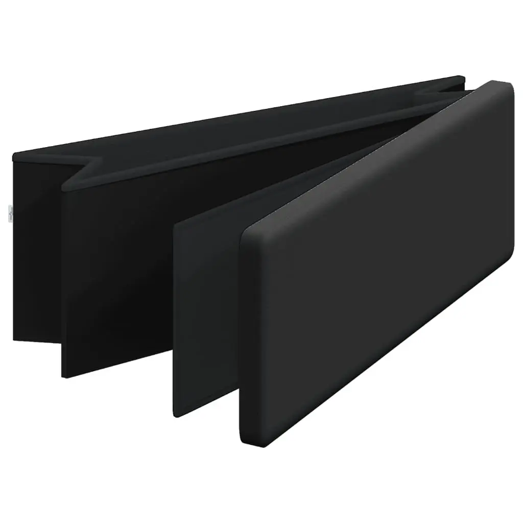 Storage Bench Foldable Engineered Wood PVC Black Ottoman