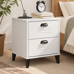 Bedside Cabinet White Engineered Wood Nightstand Bedroom Storage Table