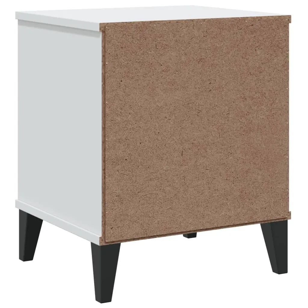 White Engineered Wood Bedside Table Nightstand for Bedroom Storage