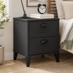 Bedside Cabinet Anthracite Grey Engineered Wood Nightstand Storage Bedroom