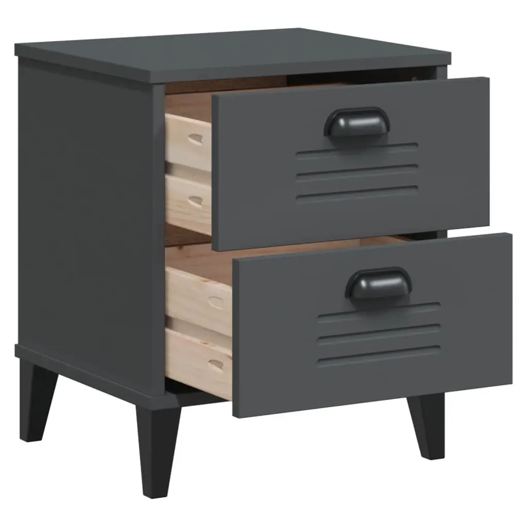 Bedside Cabinet Engineered Wood Anthracite Grey Nightstand Storage
