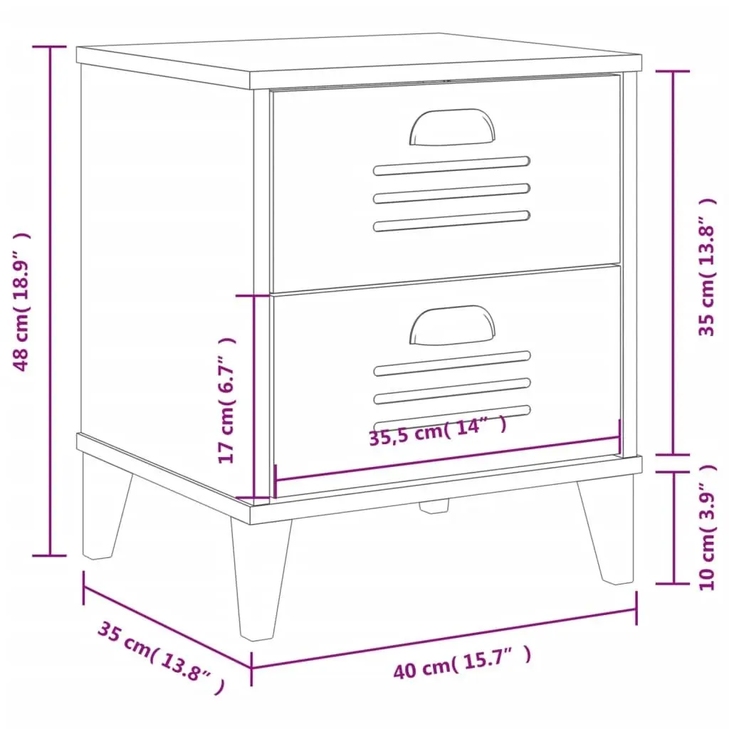 Bedside Cabinet Engineered Wood Anthracite Grey Nightstand Storage