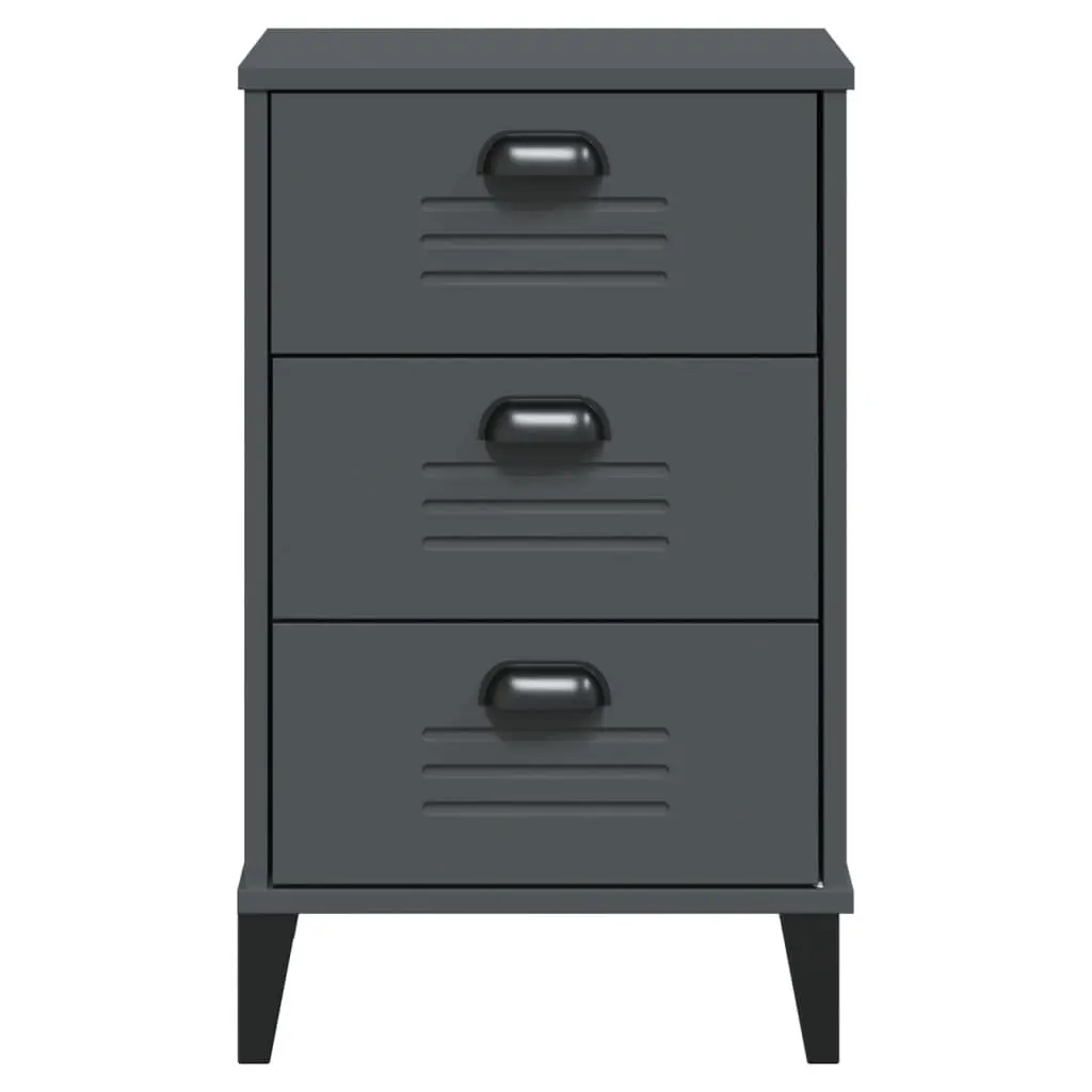 Bedside Cabinet Nightstand Storage Table Engineered Wood Anthracite Grey Bedroom