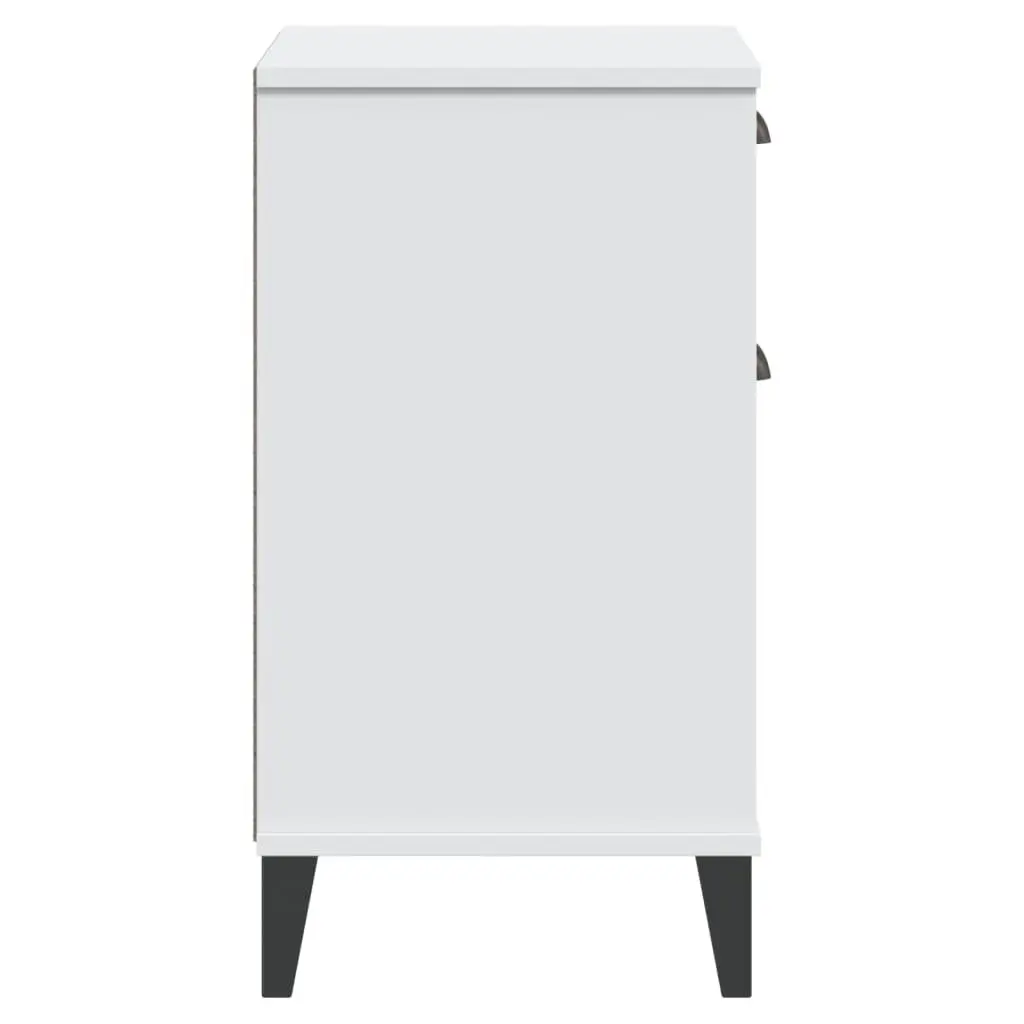 Bedside Cabinet Engineered Wood White Storage Table with Handles for Bedroom Furniture