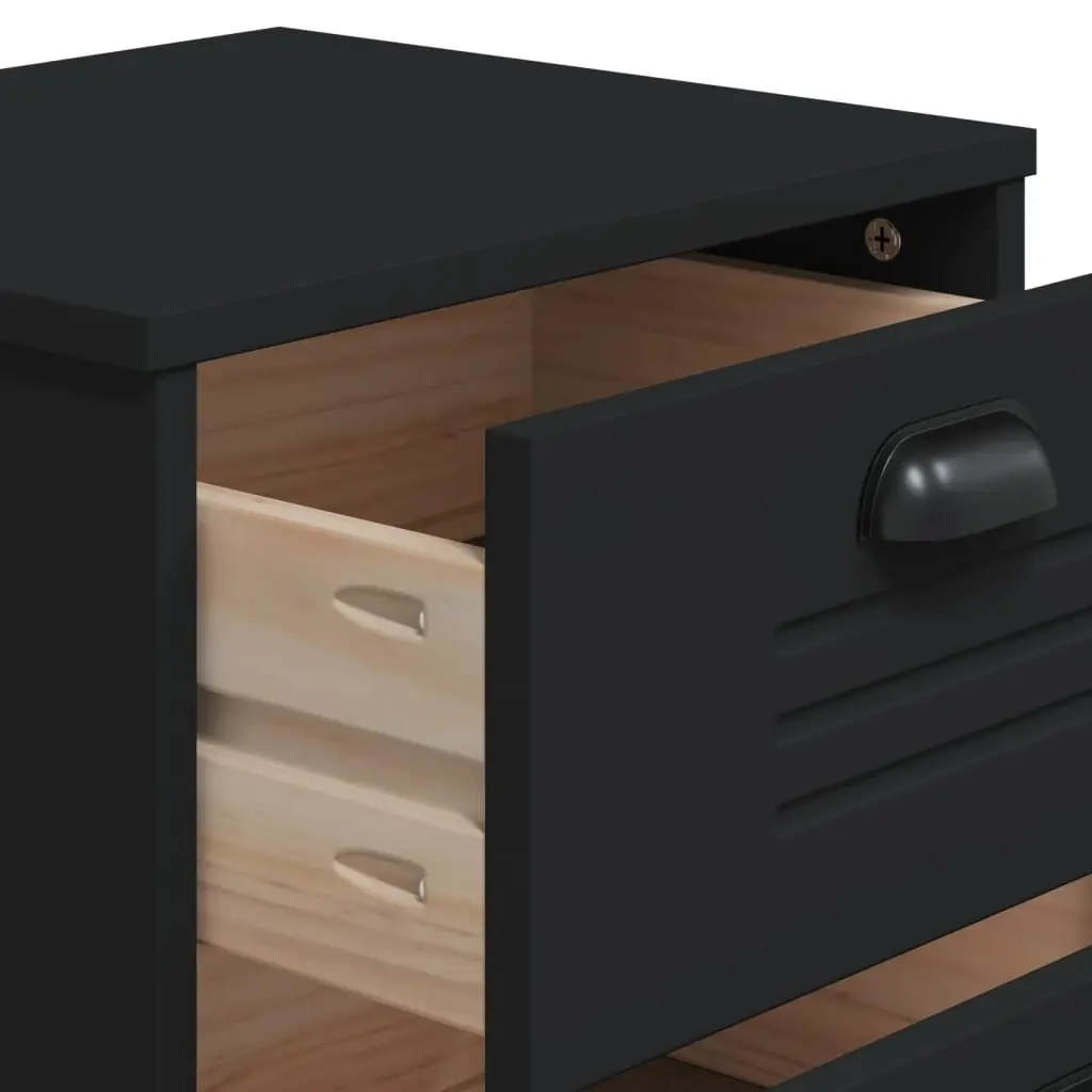 Bedside Cabinet Engineered Wood Black