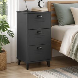 Bedside Cabinet Anthracite Grey Engineered Wood Nightstand Bedroom Storage Table