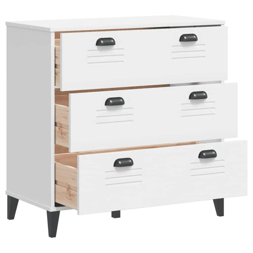 Drawer Cabinet Engineered Wood White Industrial Storage Organizer