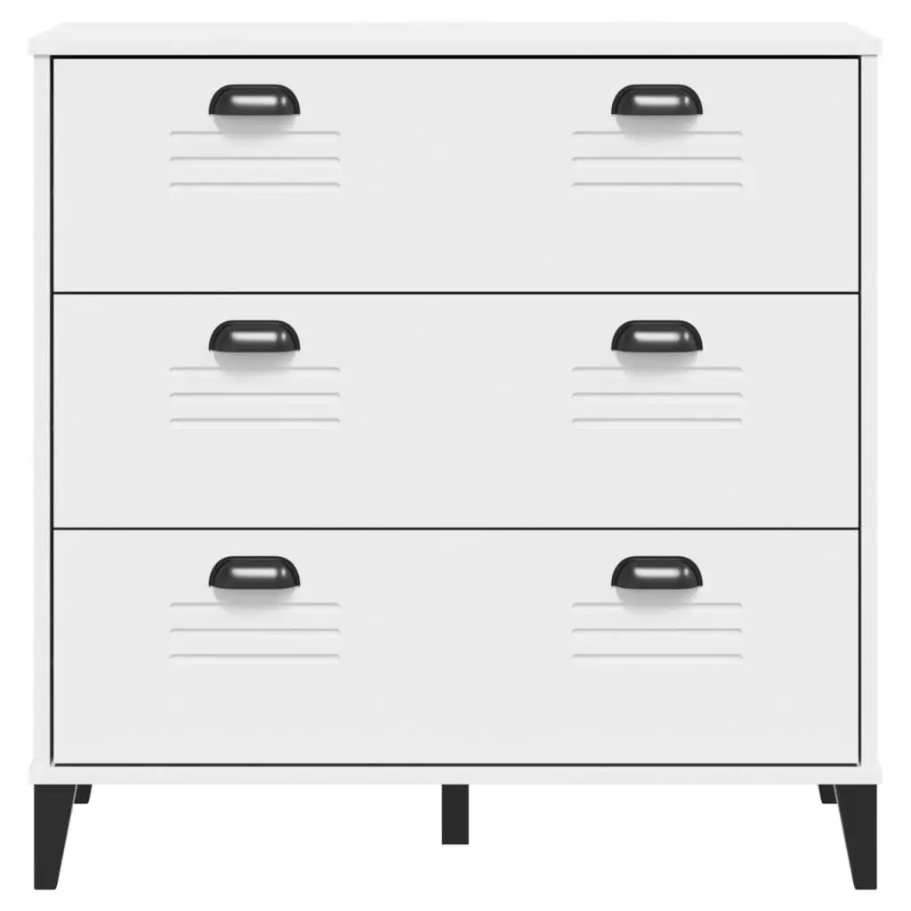 Drawer Cabinet Engineered Wood White Industrial Storage Organizer
