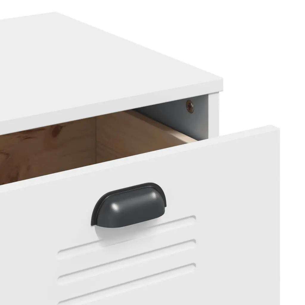 Drawer Cabinet Engineered Wood White Industrial Storage Organizer