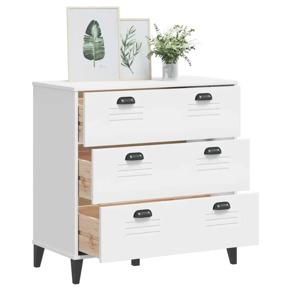 Drawer Cabinet Engineered Wood White Industrial Storage Organizer