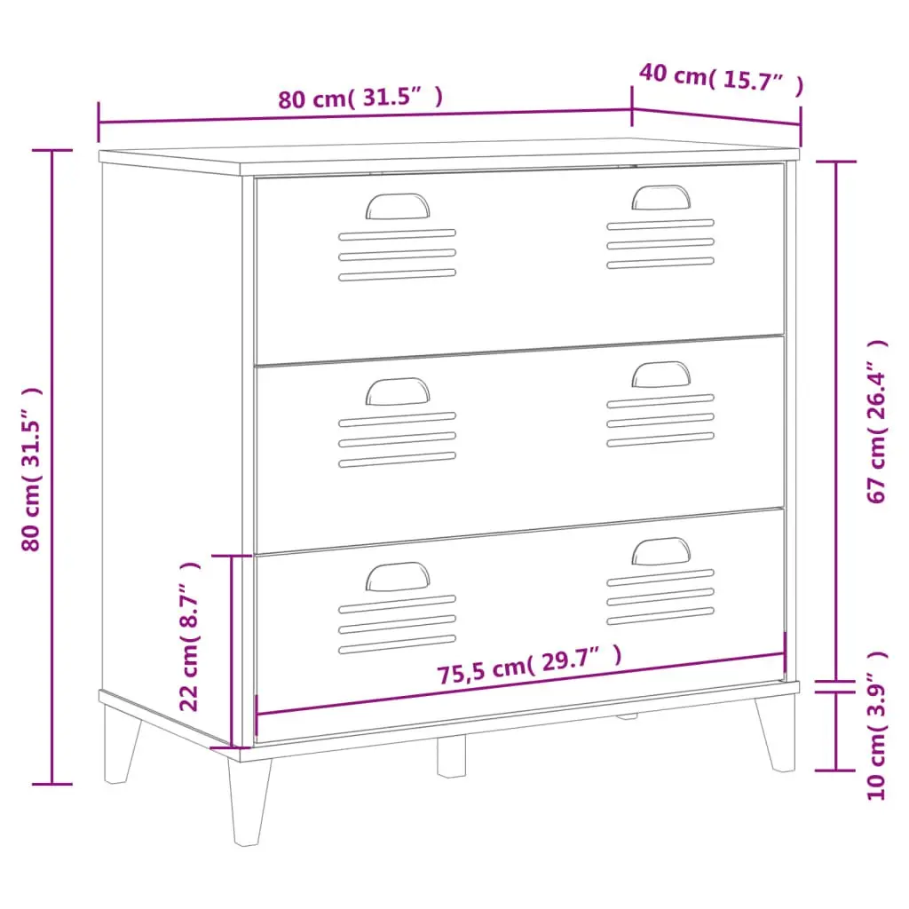 Drawer Cabinet Engineered Wood White Industrial Storage Organizer