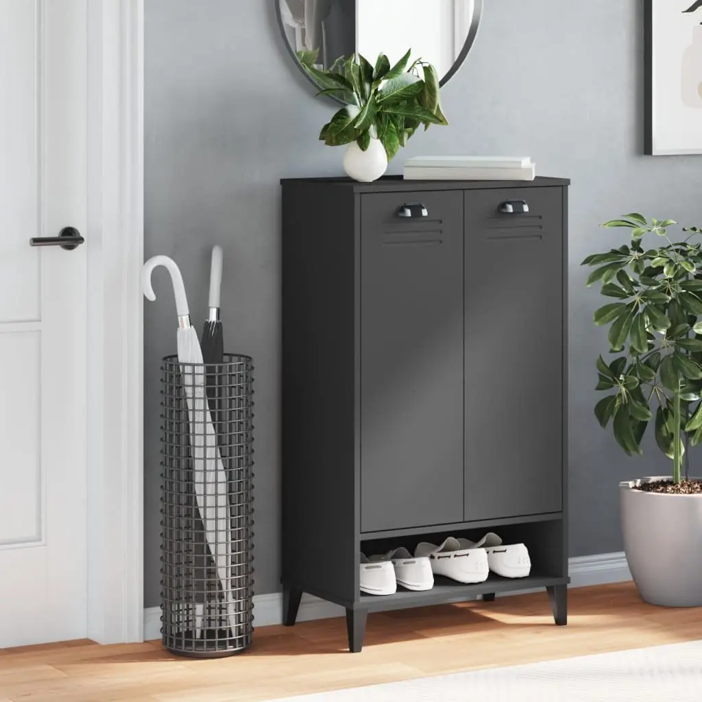 Shoe Organiser Anthracite Grey Engineered Wood Cabinet Storage Unit