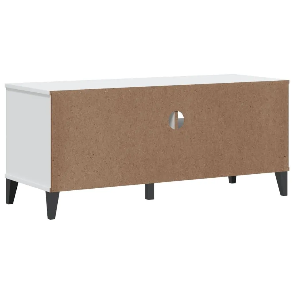 TV Cabinet White Engineered Wood Media Storage Unit with Handles and Cable